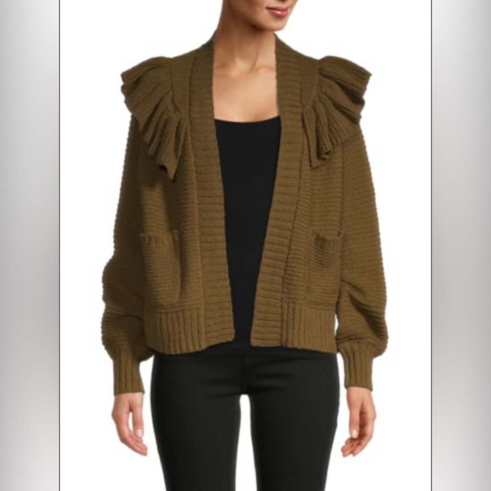 Madewell Olive Ruffle Cardigan